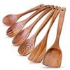 Catzon 6 Pcs Wooden Spoons for Cooking with Comfort-Grip Non-Stick Utensils