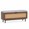 Costway Shoe Storage Bench Padded Cushion Cabinet Flip-Down Rattan Brown