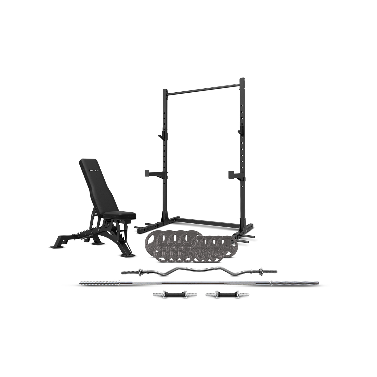 CORTEX SR3 Squat Rack with 90kg Tri Grip Weights BN 9 Bench Multi Bar Package Bunnings Australia