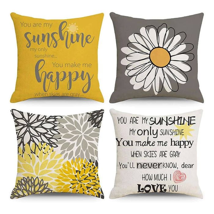 Catzon 4 Pcs Sunflower Throw Pillow Covers Summer Porch Home Decor 45X45cm-Set 6