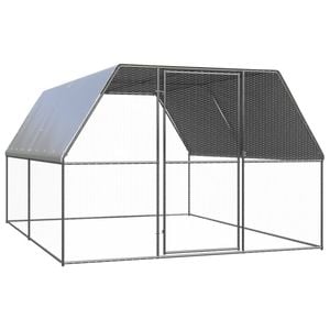 vidaXL Outdoor Chicken Cage Galvanised Steel Chicken Coop Supply Hen House Run 3x4x2 m