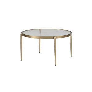 Seek and Ramble Gatsby 70cm Round Coffee Table Fluted Glass & Gold Metal