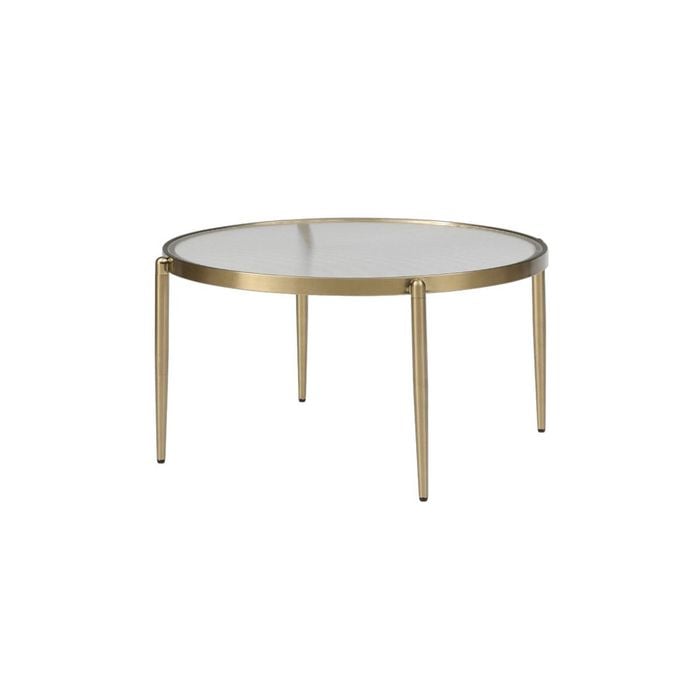 Seek and Ramble Gatsby 70cm Round Coffee Table Fluted Glass & Gold Metal
