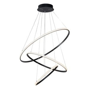 Vencha Crown 3 Ring LED Pendant Light - Black (3000K)
