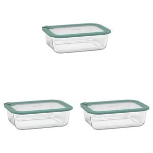 3PK Ecology Store Rectangle Glass Food Container 1520ml - Eucalyptus