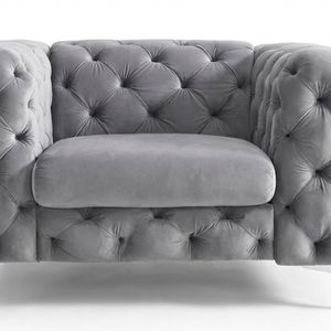 Adam Velvet Armchair - Grey