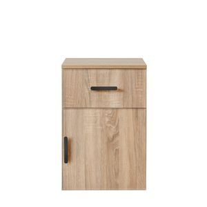 European Cabinetry Slim Oval Black Porto Bedside Table Natural Oak