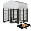 Advwin Heavy‑Duty Metal Dog Kennel Pet Cage Enclosure Fence Pen House with Elevated Breathable Pet Camp Bed