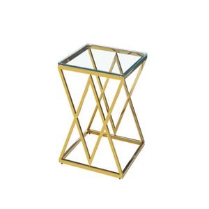 Elegant Collections Gold White Glass Beverly Side Table