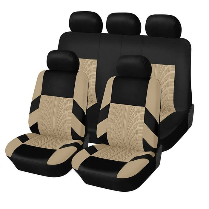 Catzon Car Seat Covers Full Set Universal Airbag Compatible Protector-Beige