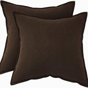 Gioia Casa Twin-pack Linen-cotton Blend European Pillowcases - Dark Brown, 65cm × 65cm