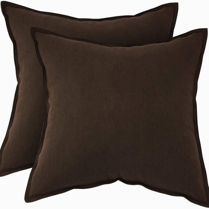 Gioia Casa Twin-pack Linen-cotton Blend European Pillowcases - Dark Brown, 65cm × 65cm