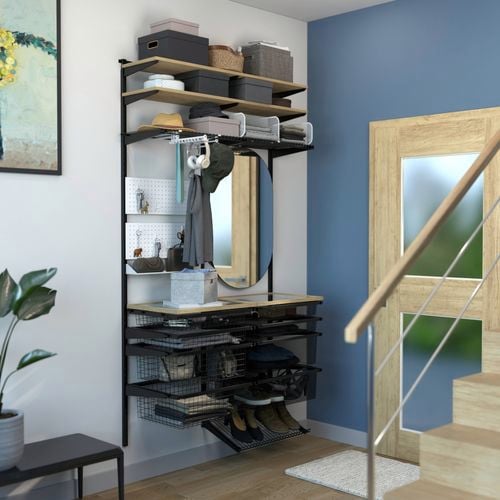 New Flexi Storage Home Solutions Double slot hanging system in timber look for hallway and shoes