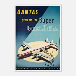 Galrie Australian Vintage Airline Poster - Classic Aviation Art Print for Home Decor, Poster Only, A0 84 x 119cm (33 X 47inch)