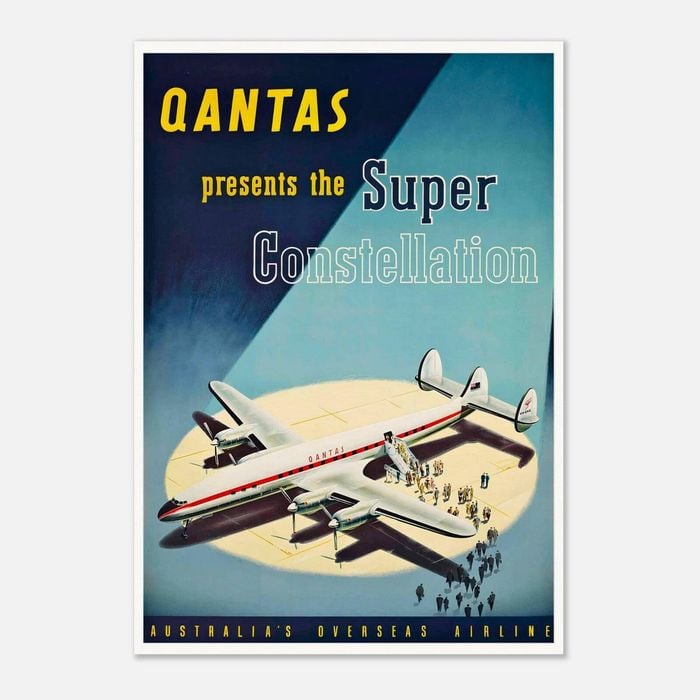 Galrie Australian Vintage Airline Poster - Classic Aviation Art Print for Home Decor, Poster Only, A0 84 x 119cm (33 X 47inch)