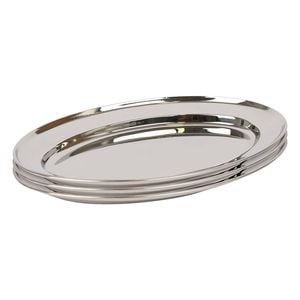 Argon Tableware 3x Oval Serving Platters - 30 x 20.5cm - Stainless Steel Dinner Tray Oval Plate Small Appetizer Serving Dishes