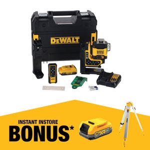 DeWALT 18V XR 3x360 Remote Control Green Beam Laser DCLE34035D1-XE