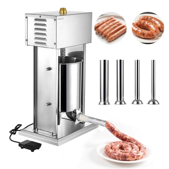 VEVOR Manual Sausage Stuffer 10L Dual-Speed Stainless Steel with 5 Tubes for Commercial Use