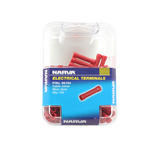 Narva 2.5-3mm Red Flared Vinyl Fully Insulated Cable Joiner (Butt Splice) - 100 Pack