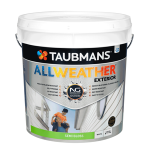 Taubmans 15L White Semi Gloss All Weather Exterior Paint