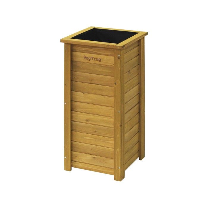 Vegtrug 380 x 380 x 820mm Tall Wooden Planter Square - Natural