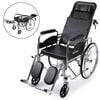 EQUIPMED Folding Manual Reclining Wheelchair Self Propelled, 24" Rear Wheels, Chrome Steel Frame, 46cm Wide Seat, 100kg Capacity