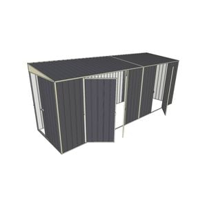 Build-a-Shed 1.5 x 5.2 x 2m Sliding Door Tunnel Shed with 3 Hinged Side Doors - Grey