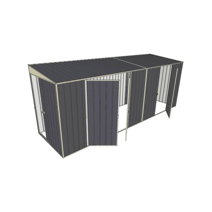 Build-a-Shed 1.5 x 5.2 x 2m Sliding Door Tunnel Shed with 3 Hinged Side Doors - Grey