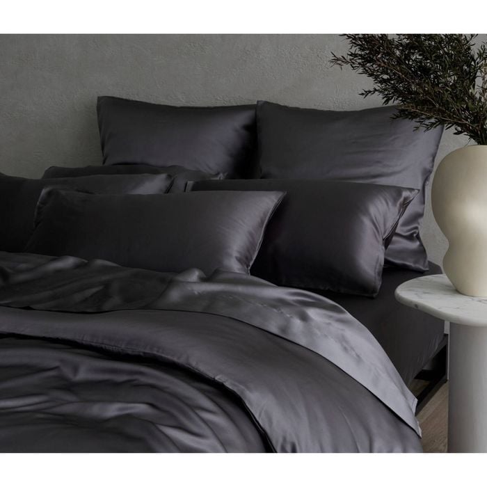 Bedding Co. Pillow Case 100% Mulberry Silk 20 Momme Dark Grey European