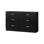 Oikiture 6 Chest of Drawers Dresser Lowboy Black