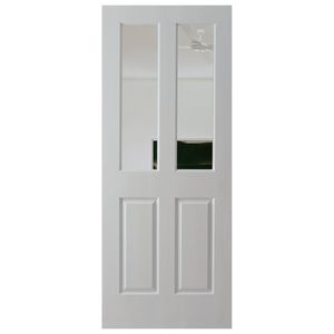 Hume Doors 1980 x 710 x 35mm Oak-G Woodgrain Interior Door Glazed Etchlite