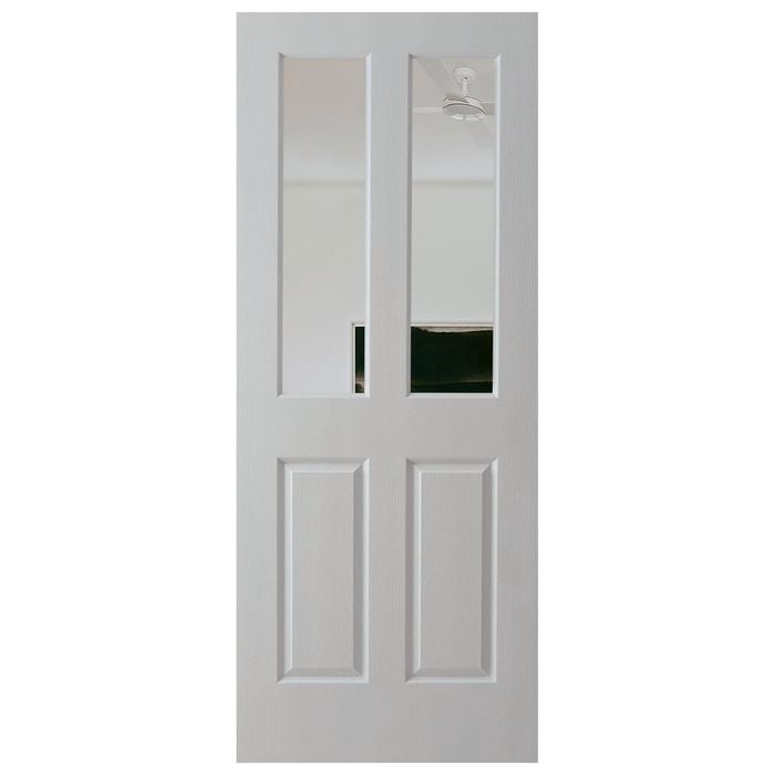 Hume Doors 1980 x 710 x 35mm Oak-G Woodgrain Interior Door Glazed Etchlite