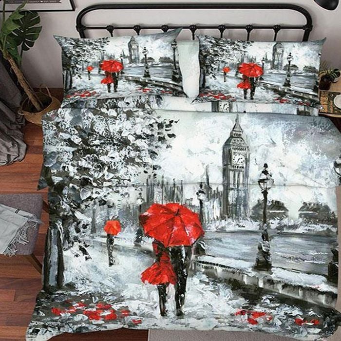 3D London Street Painting 22 Bedding Set Pillowcases Quilt Duvet Cover Set Queen King