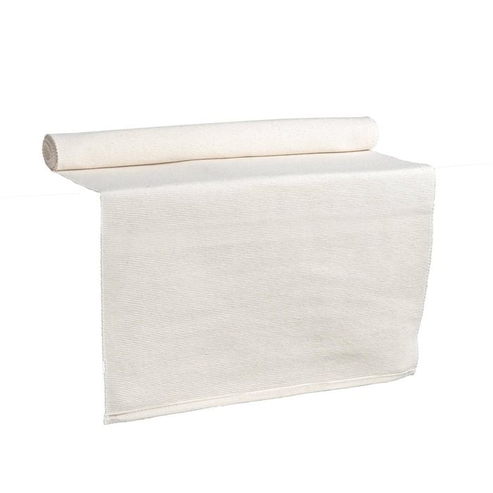 Nicola Spring Ribbed Cotton Washable Dining Table Runner - 183 x 48cm - Cream
