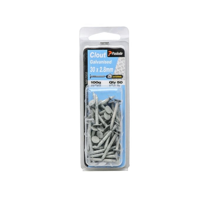Paslode 30 x 2.8mm 100g Galvanised Clouts - 50 Pack