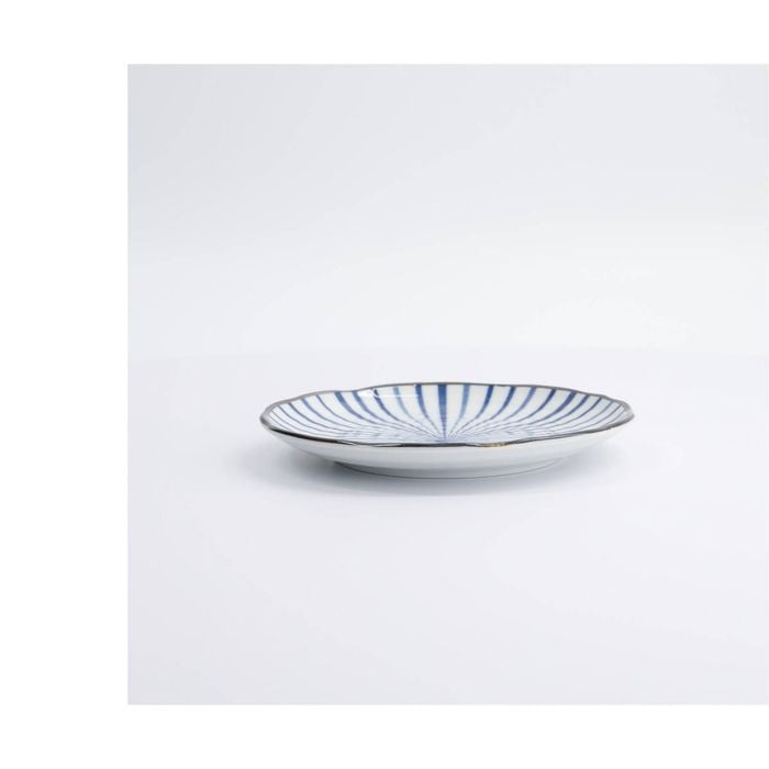 Tokyo Design Natsu Tokusa Plate Blue Stripe Porcelain Microwave Safe 16.5cm