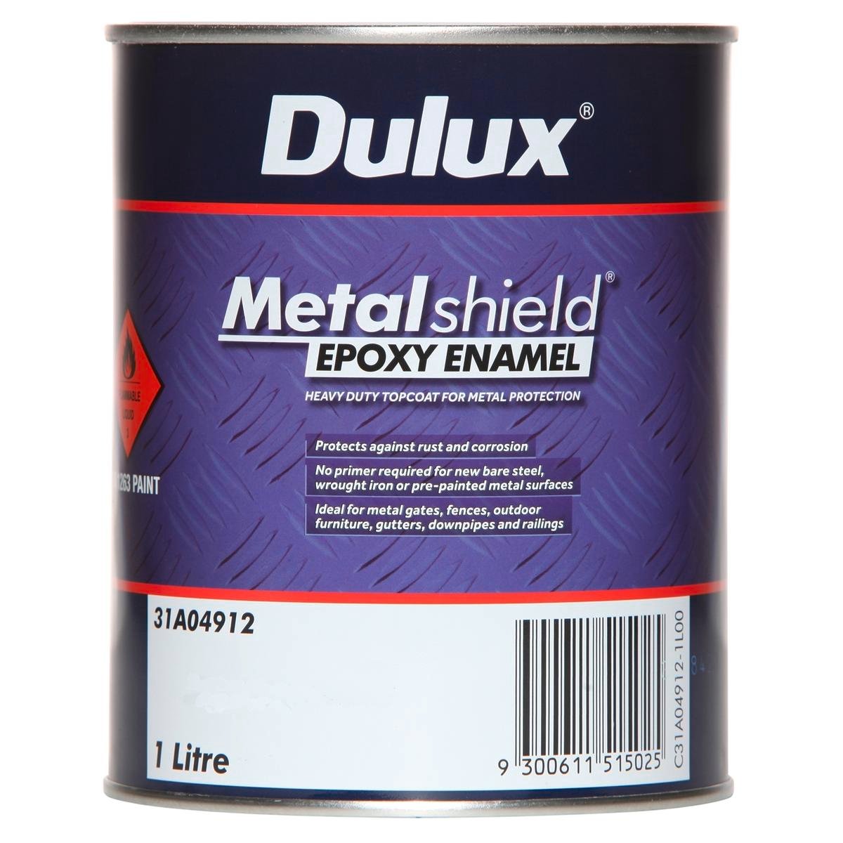 Dulux 1L True Red Metalshield Topcoat Epoxy Gloss Enamel Paint
