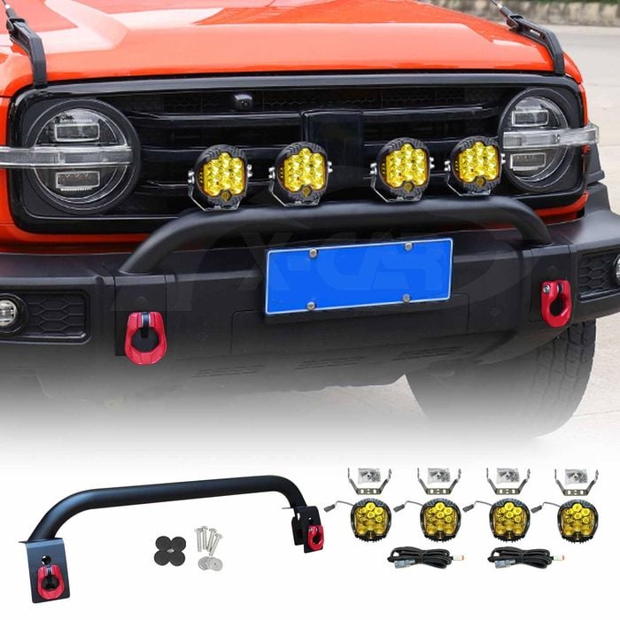 Front Nudge Bar with 4x LED Pod Spotlight for GWM Tank 300 2023-2024 Off-Road Bullbar