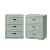 Oikiture 2pc Bedside Table 3 Drawers Nightstand Cabinet End Table Green