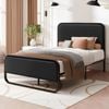 ALFORDSON Bed Frame King Single Black Leather