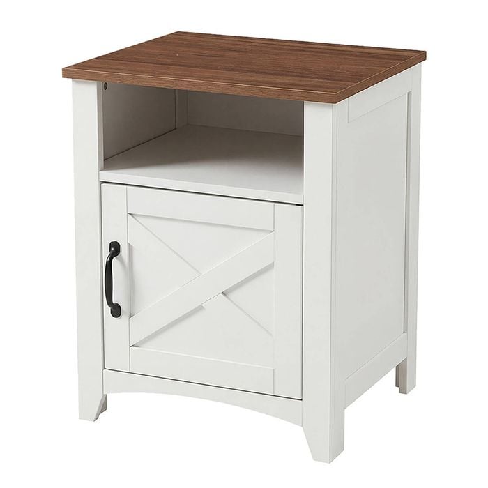 Levede Bedside Table With Storage Farmhouse Style White