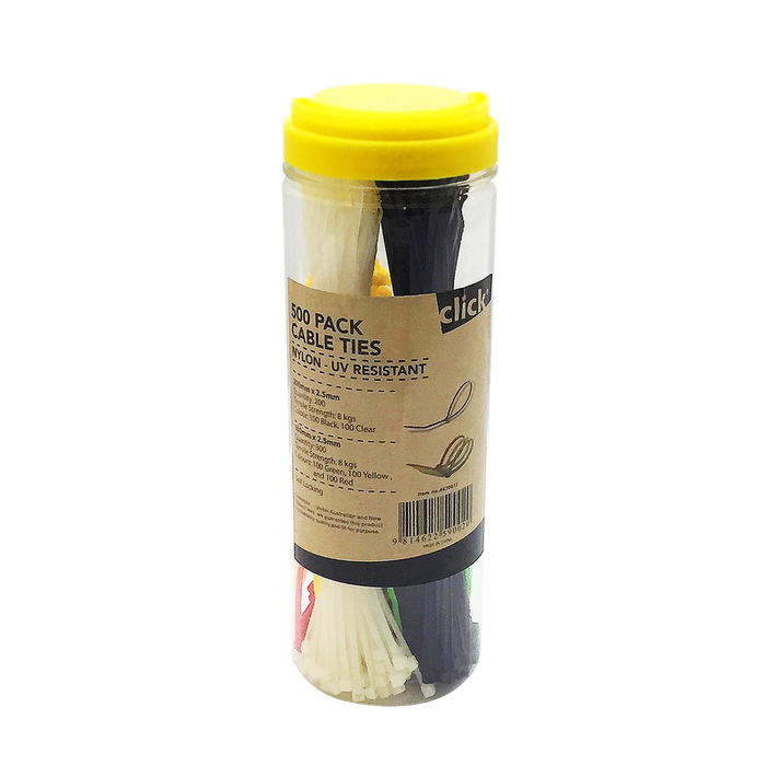 Click Nylon Cable Ties - 500 Pack
