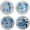 4pc LVD Ceramic Coasters Table Protector Round 9x9cm - Blue Sealife