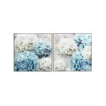 Hydrangea Blue and White Floral Hampton Framed Canvas / Wall Art Set of 2