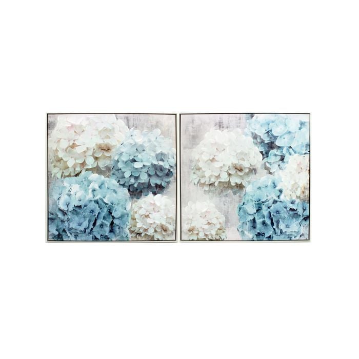 Hydrangea Blue and White Floral Hampton Framed Canvas / Wall Art Set of 2