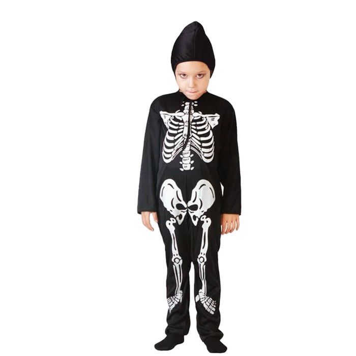 More Than Party Skeleton Jumpsuit Kids Halloween Costume w/Headpiece 10-12y