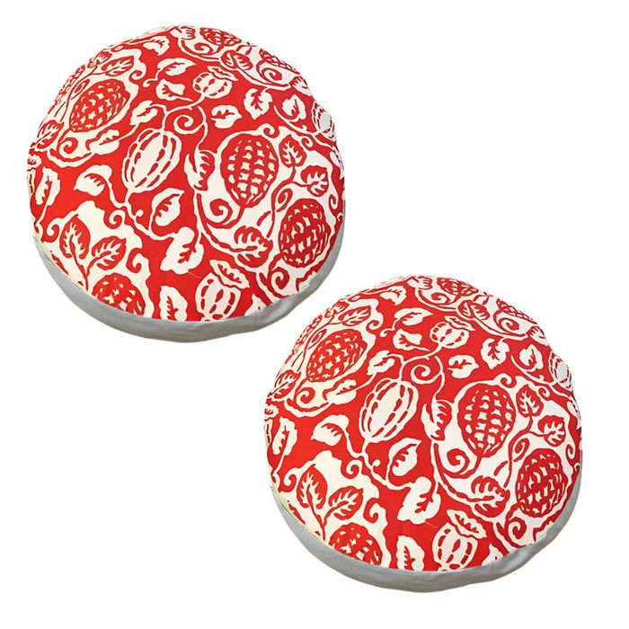 SOGA 2 Pack 45cm Pouffe Cushions Red Polyester Cotton with EPP Filling