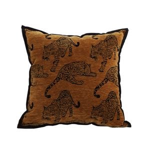 SOGA 45cm Throw Pillow Dark Brown Leopard Square Retro Decorative