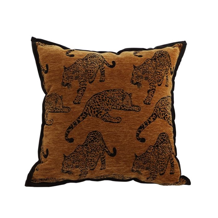 SOGA 45cm Throw Pillow Dark Brown Leopard Square Retro Decorative