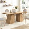 180cm Rectangular Dining Table, Long Dining Room Tables with Double Pedestal for Dining Room, Oak